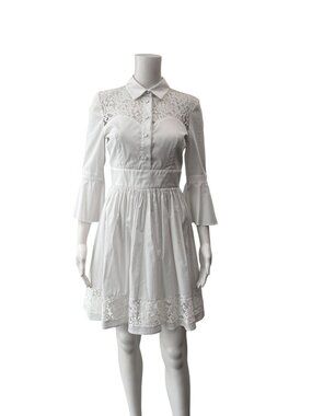 Flavio Casellani White Collared Shirt Midi Dress size IT 42/6